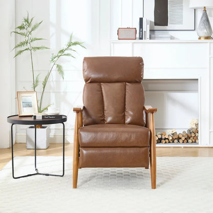 PU Leather Recliner Chair,Living Room Solid Wood Accent Chair