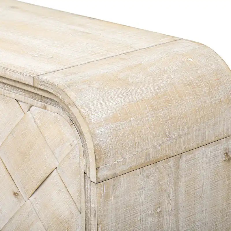 Curved Entrance Cabinet Sideboard Buffet Storage Cabinet / 4 Doors Accent Cabinet for Hallways Living Rooms