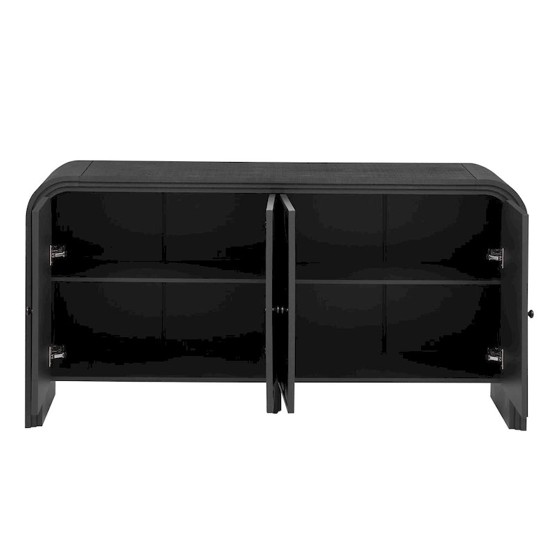 Curved Entrance Cabinet Sideboard Buffet Storage Cabinet / 4 Doors Accent Cabinet for Hallways Living Rooms