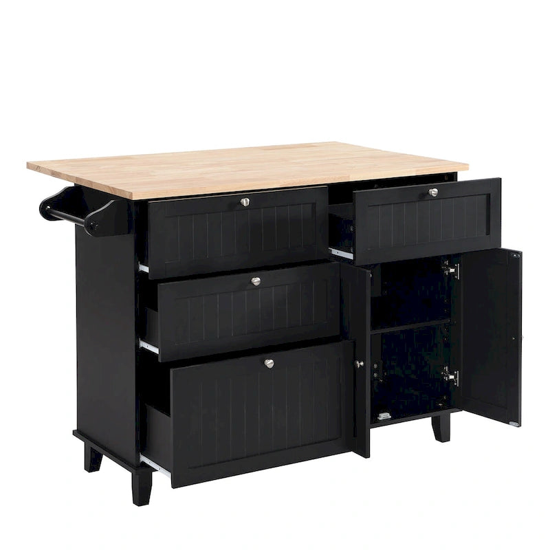 Topmax Farmhouse Kitchen Island Set With Drop Leaf And 2 Seatings