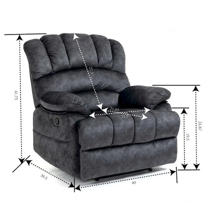 Oversized Manual Recliner Upholstered Fabric Lounge Chair Adjustable Living Room Single Sofa with Side Lever Control