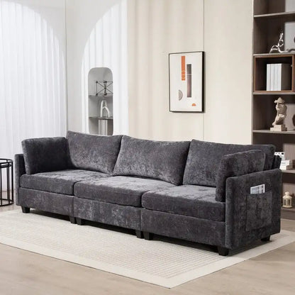 111.42 Chenille Upholstered Three Seater Sofa