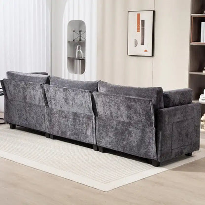 111.42 Chenille Upholstered Three Seater Sofa