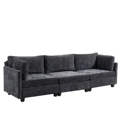111.42 Chenille Upholstered Three Seater Sofa