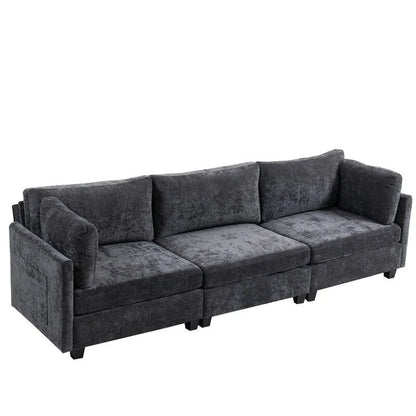 111.42 Chenille Upholstered Three Seater Sofa