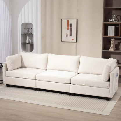 111.42 Chenille Upholstered Three Seater Sofa