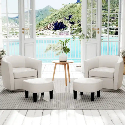 Costway Swivel Barrel Chair with Ottoman Footrest Curved Backrest & - See Details