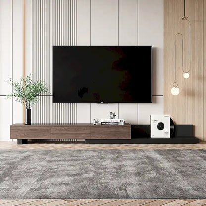 3-Drawers Retracted Extendable TV Stand Media Console In Stretch 70- 110