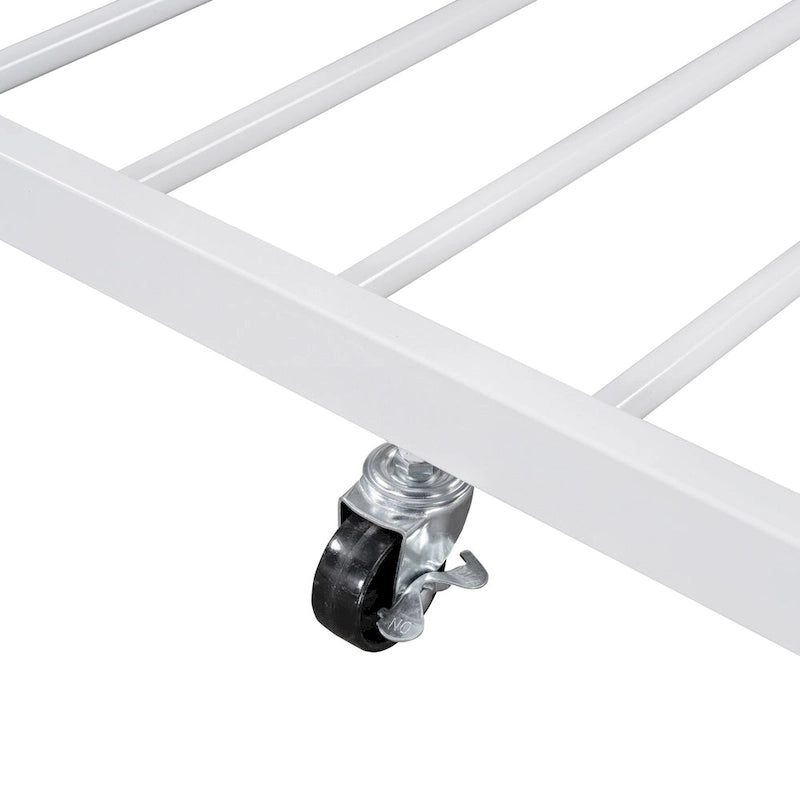 Metal Daybed with Curved Handle Design and Twin Size Trundle for Bedroom