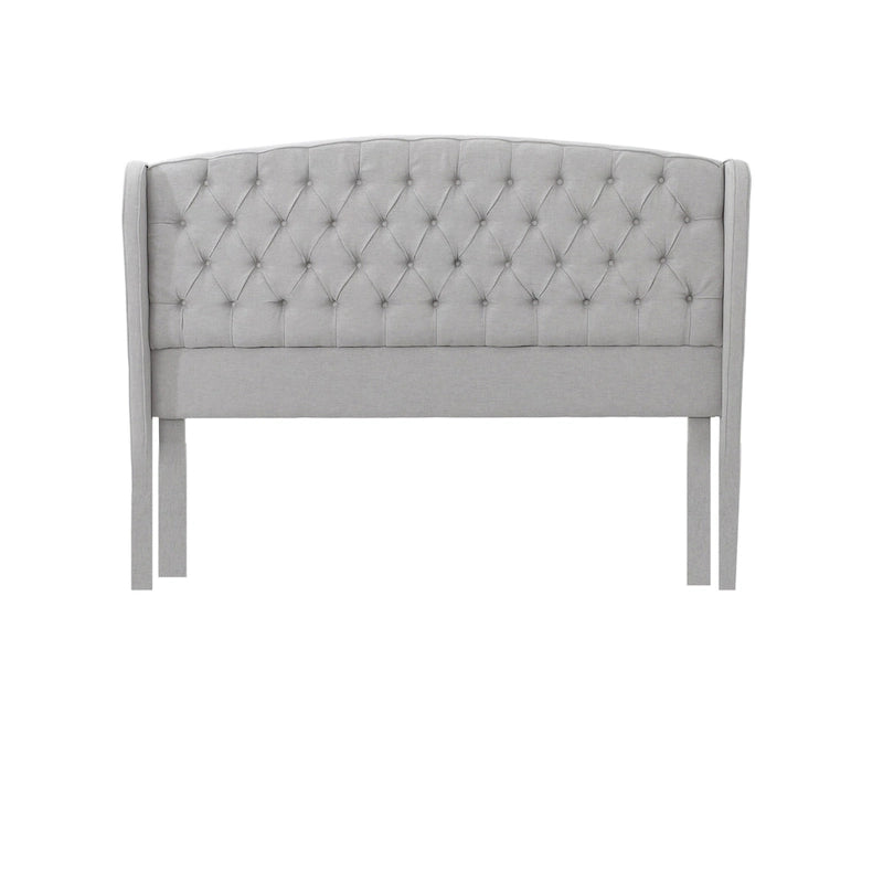 Light Grey King Size Modern Upholstered Platform Bed with Button-tufted Headboard for Bedroom