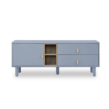 54.57 Multi-functional TV Stand with Leather Handles, Open Storage Compartment and Two Drawer