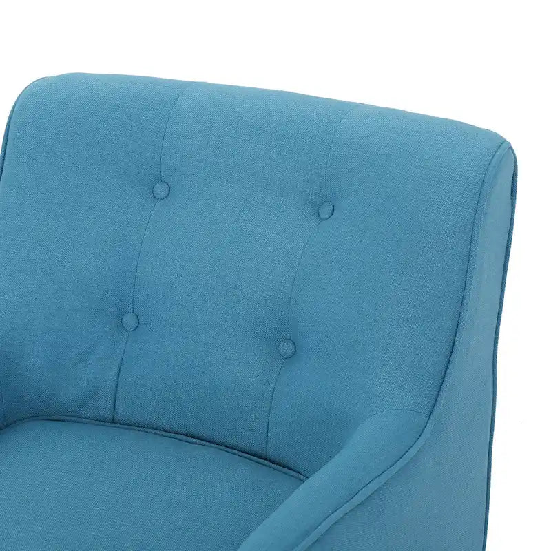 Modern 25 Upholstered Button Tufted Arm Chair with Rubber Wood Legs for Living Room