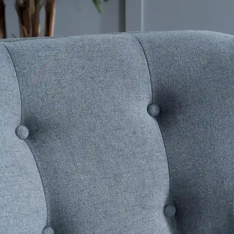 Modern 25 Upholstered Button Tufted Arm Chair with Rubber Wood Legs for Living Room