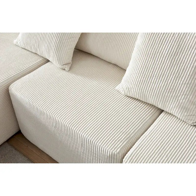 108.3 Corduroy L-Shaped Modular Cloud Sofa with Chaise Lounge