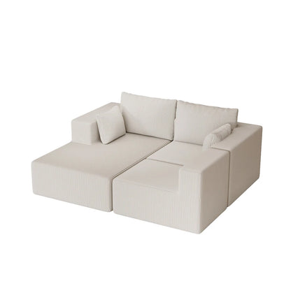 108.3 Corduroy L-Shaped Modular Cloud Sofa with Chaise Lounge
