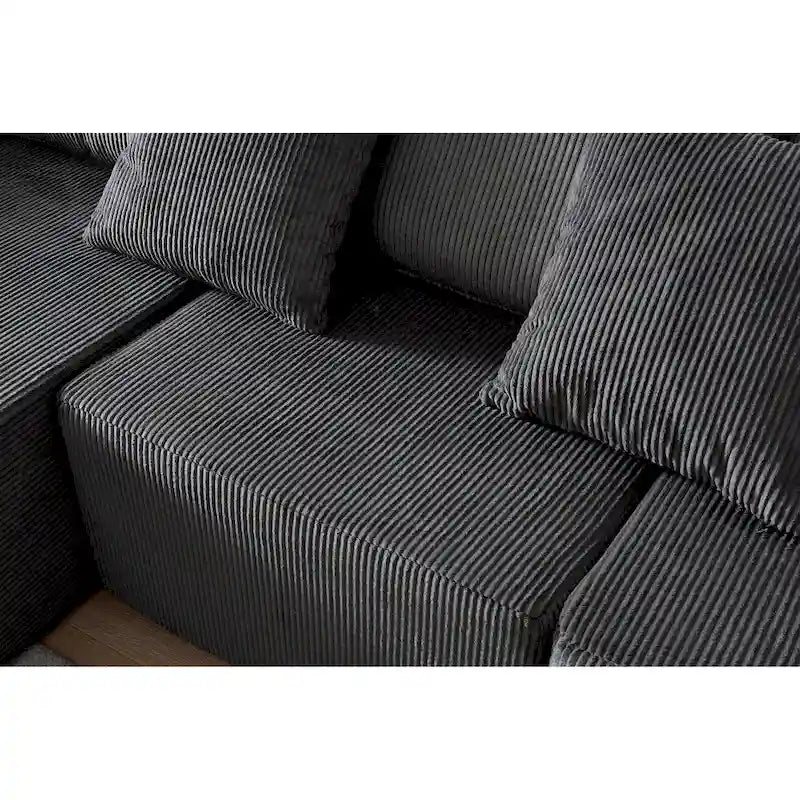 108.3 Corduroy L-Shaped Modular Cloud Sofa with Chaise Lounge