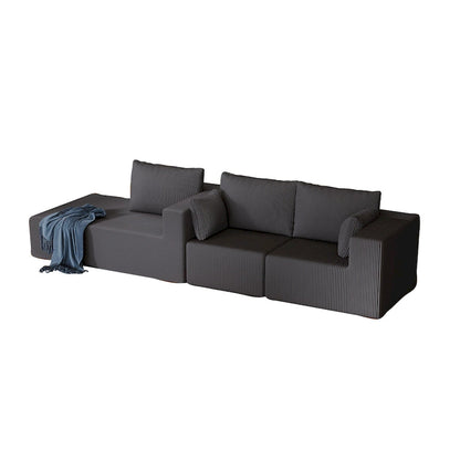 108.3 Corduroy L-Shaped Modular Cloud Sofa with Chaise Lounge