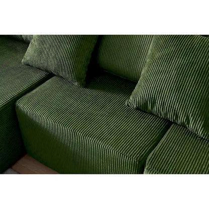 108.3 Corduroy L-Shaped Modular Cloud Sofa with Chaise Lounge