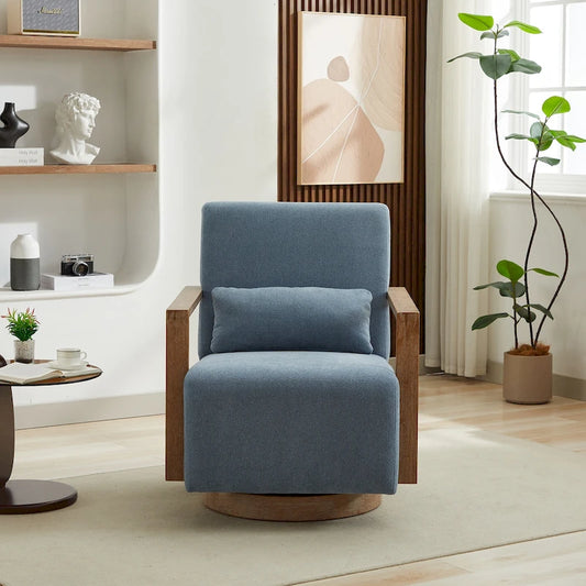 30.31 Linen Blend Upholstered Swivel Accent Chair