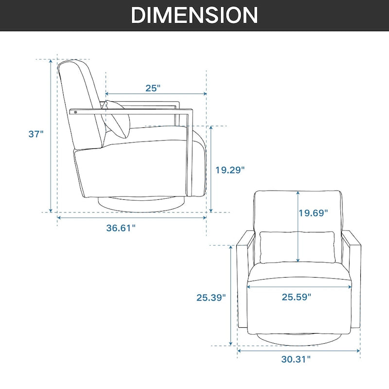 30.31 Linen Blend Upholstered Swivel Accent Chair