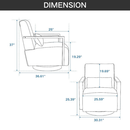 30.31 Linen Blend Upholstered Swivel Accent Chair