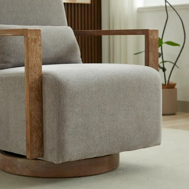 30.31 Linen Blend Upholstered Swivel Accent Chair