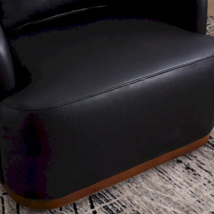 Black PU 31.5 Swivel Barrel Chair with Metal Base