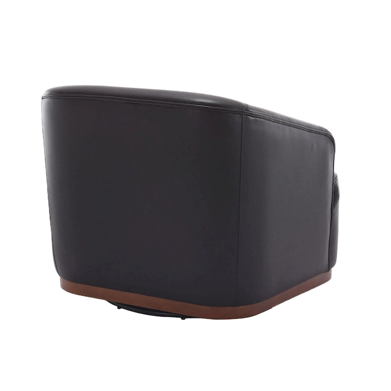 Black PU 31.5 Swivel Barrel Chair with Metal Base