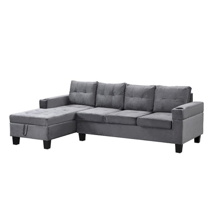 Grey 97.8 Modern 4-Seat Sofa Set with Storage Chaise