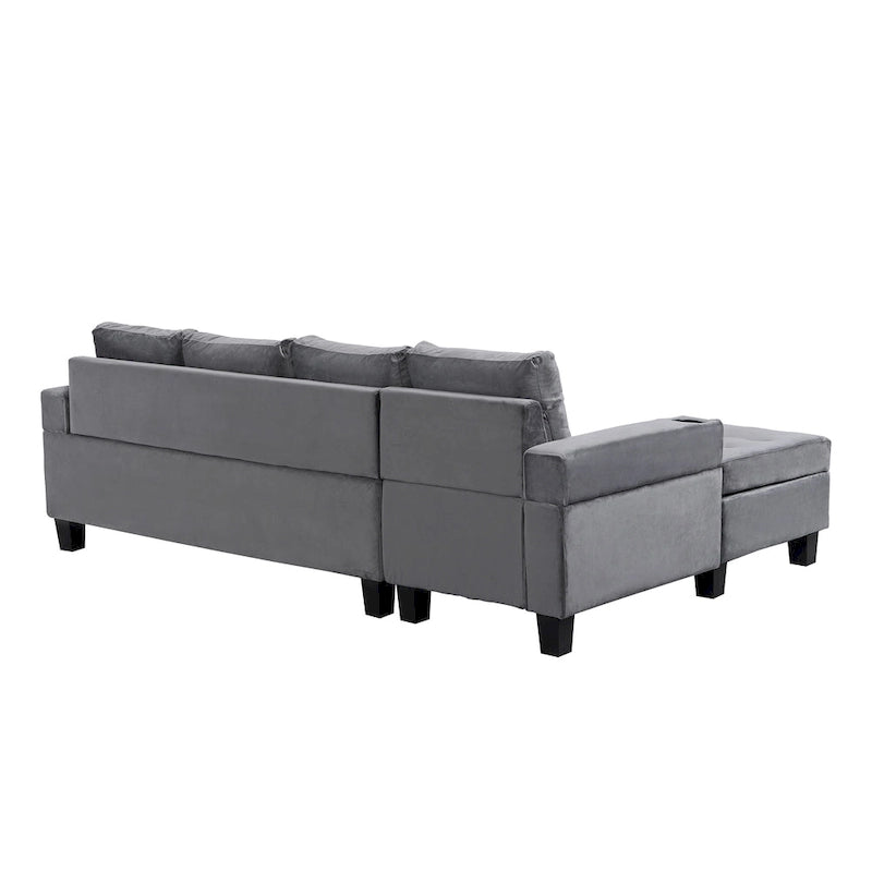 Grey 97.8 Modern 4-Seat Sofa Set with Storage Chaise