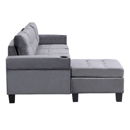 Grey 97.8 Modern 4-Seat Sofa Set with Storage Chaise