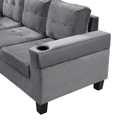 Grey 97.8 Modern 4-Seat Sofa Set with Storage Chaise