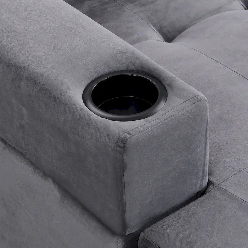 Grey 97.8 Modern 4-Seat Sofa Set with Storage Chaise