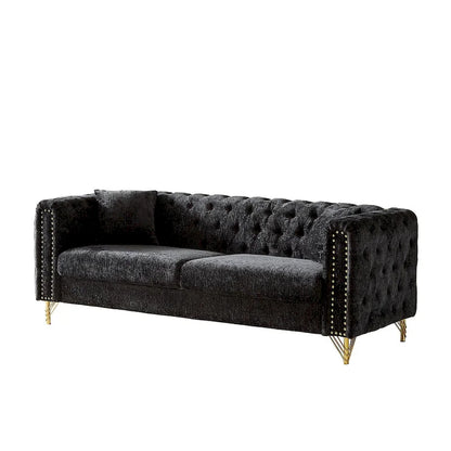 Chenille Tufted Upholstered 3-seater Sofa with Metal Legs