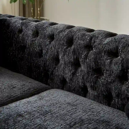 Chenille Tufted Upholstered 3-seater Sofa with Metal Legs