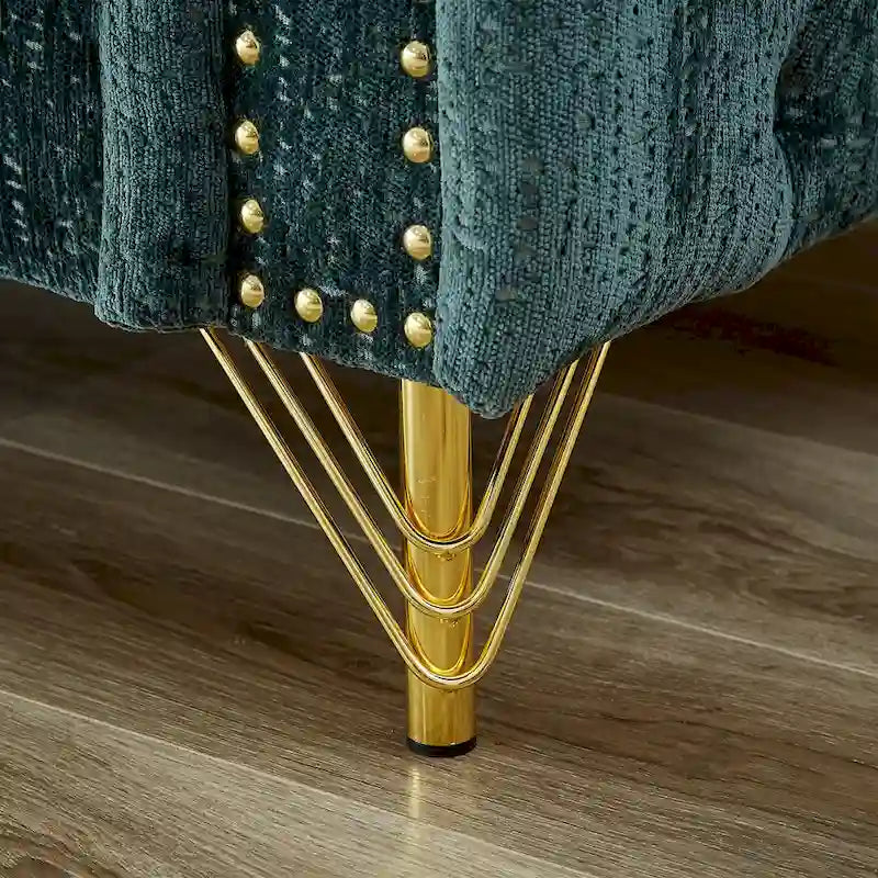 Chenille Tufted Upholstered 3-seater Sofa with Metal Legs