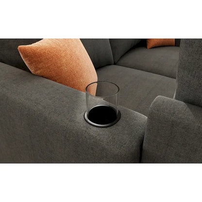 Grey 123 U-Shaped Modular 4-Seat Sectional Sofa with Storage Ottomans