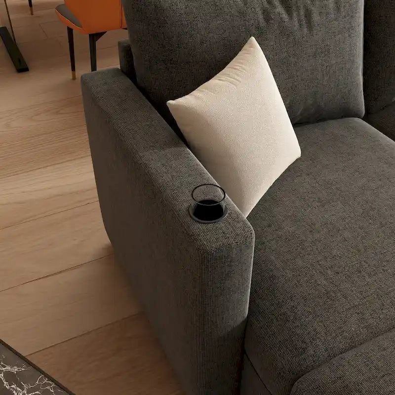 Grey 123 U-Shaped Modular 4-Seat Sectional Sofa with Storage Ottomans