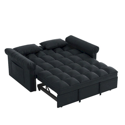 56 Foam 2-Seater Sofa Bed with Pull-Out Sleeper and Adjustable Backrest