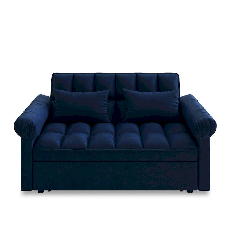 56 Foam 2-Seater Sofa Bed with Pull-Out Sleeper and Adjustable Backrest