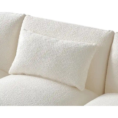 Mid Century Modern 102.36 Boucle Upholstered 3-seater Sofa with Pillows for Livingroom