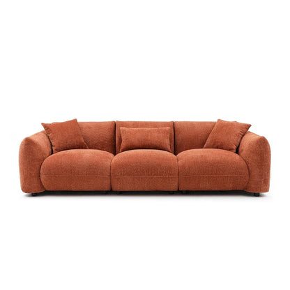 Mid Century Modern 102.36 Boucle Upholstered 3-seater Sofa with Pillows for Livingroom