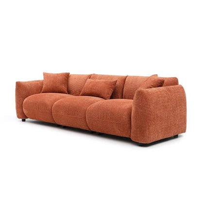 Mid Century Modern 102.36 Boucle Upholstered 3-seater Sofa with Pillows for Livingroom