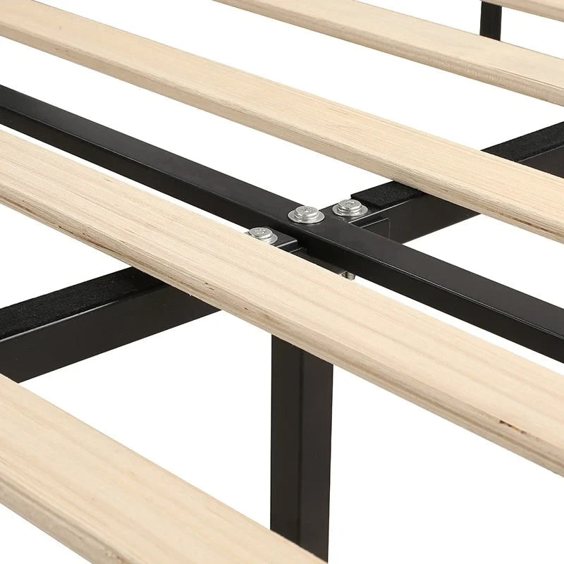 Modern Velvet Platform Bed with Upholstered Headboard