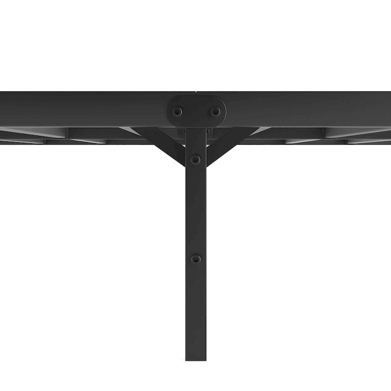 Black King Metal Platform Bed with Wave Shape Wooden Headboard