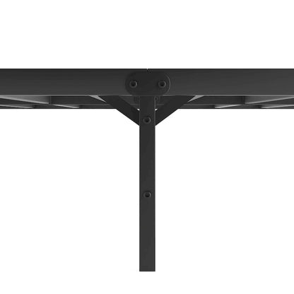 Black King Metal Platform Bed with Wave Shape Wooden Headboard