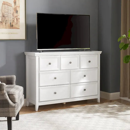 Farmhouse Modern 7-Drawer Horizontal Dresser, Cabinet, Storage Clothes, Storage Drawers Cabinet for Living Room