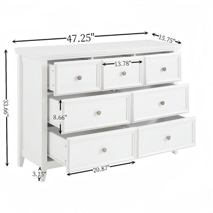 Farmhouse Modern 7-Drawer Horizontal Dresser, Cabinet, Storage Clothes, Storage Drawers Cabinet for Living Room