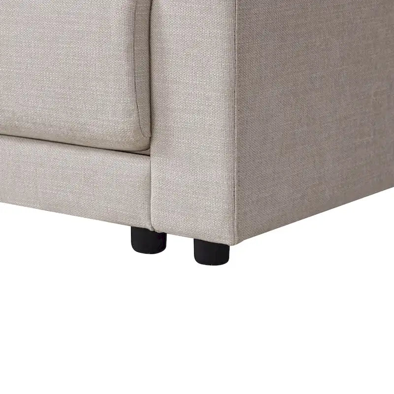 124 Chenille 4-Seater L-Shaped Sofa with Storage Console, USB