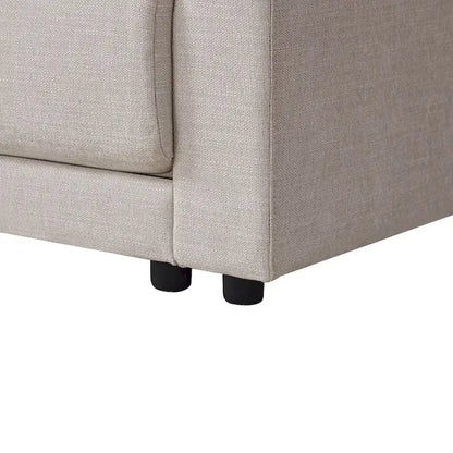 124 Chenille 4-Seater L-Shaped Sofa with Storage Console, USB